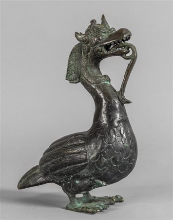 Drago, scultura in bronzo brunito<br>h.cm.26