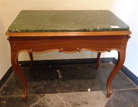 Tavolino Liberty con piano in marmo verde<br>cm. 