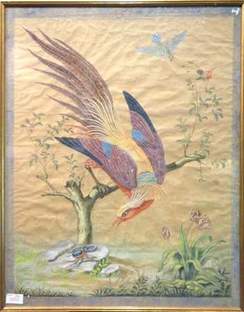 Scuola lombarda inizi sec.XIX "Volatili" tempera 