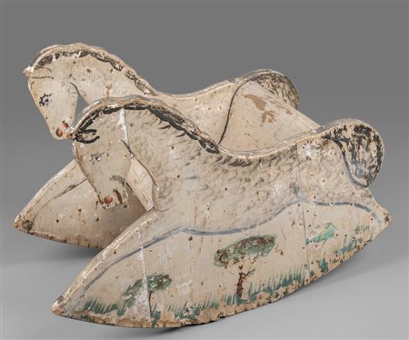 Seggiolino a dondolo a forma di cavalli in legno 