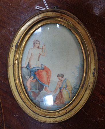 Venere al bagno con Amorini, miniatura su carta 