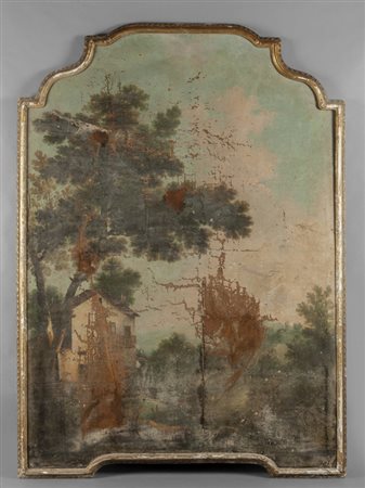 Scuola emiliana sec.XVIII "Paesaggio" olio 
