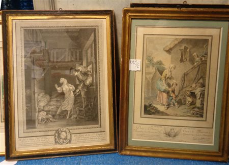 "Scene galanti" tre coppie di stampe, sec.XIX