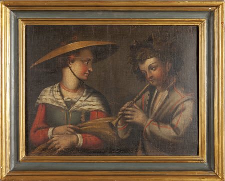 Scuola lombarda sec.XVII "Serenata" olio<br>cm. 