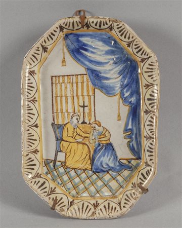 Vassoietto in ceramica policroma raffigurante la 