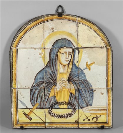 Grande placca in ceramica policroma raffigurante 