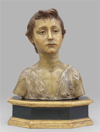 Giovinetto, bustino in terracotta policroma con 