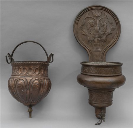 Due acquamanili in rame sec.XVII/XVIII