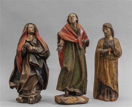 Tre sculture lignee, Piemonte sec.XVII<br>una 