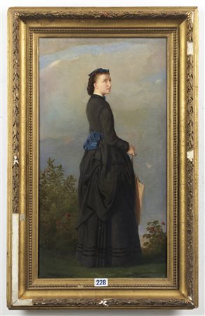  PITTORE DEL XIX SECOLO - Donna con ombrellino.