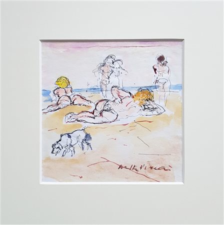 PIACESI WALTER (n. 1929) - Figure al mare.