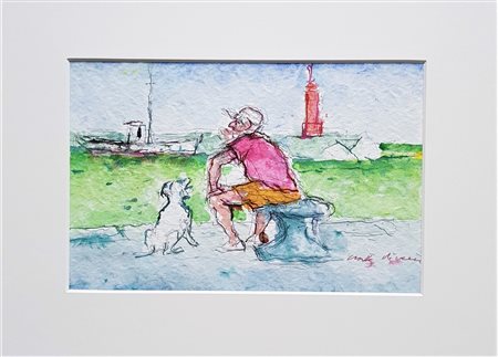 PIACESI WALTER (n. 1929) - Siesta lungo il molo.