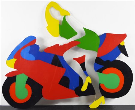 Marco Lodola MOTO smalto su plexiglass, cm 83x104 sul retro: firma e titolo...