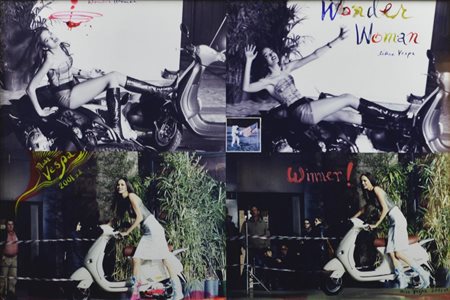 Peter Beard WONDER WOMAN LIKES VESPA quattro stampe cromogeniche vintage...