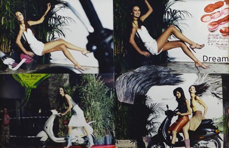 Peter Beard HOMAGE TO MISS VESPA quattro stampe cromogeniche vintage montate...