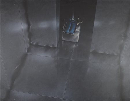 Marco Fidolini OGGETTO TERAPEUTICO acrilico su tela, cm 114x144 sul retro:...