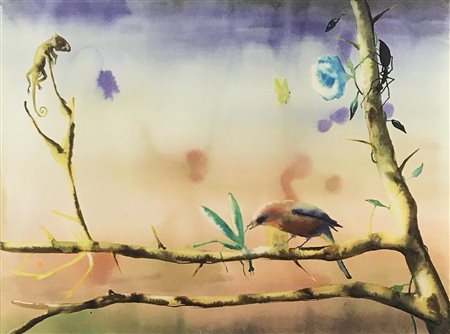 Alexis Rockman UNTITLED tempera su carta, cm 46x61 sul retro: firma e data...