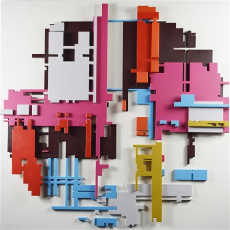 Zedz STUDY spray e smalto su legno, cm 100x100 sul retro: firma e data...