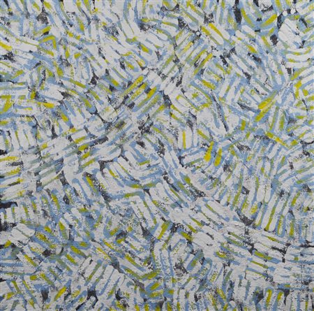 Giorgio Kiaris CANDIDO PENSIERO tempera su juta, cm 50x50 sul retro: firma,...