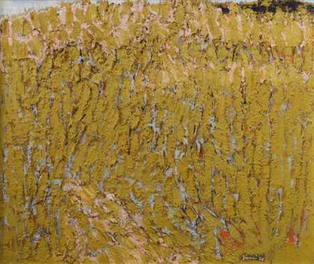 Piero Giunni VITA DELLE SPIGHE olio su tela, cm 50x60,5 firma e data sul...