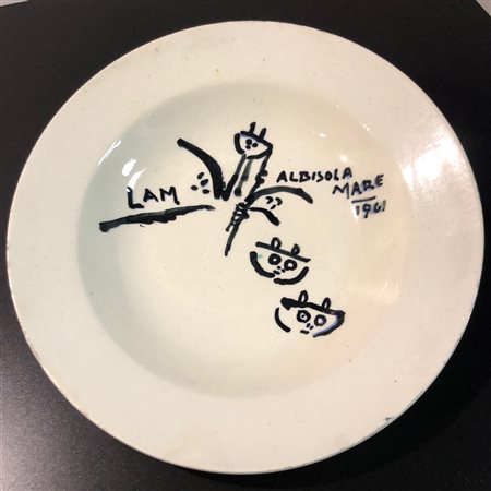 LAM WIFREDO Sagua la Grande (Cuba) 1902 Piatto albissola 1960 Ceramica...