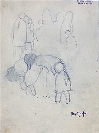 CARPI ALDO Milano (Milano) 1886 Studio di figure Matita su carta 28,50x20,50...