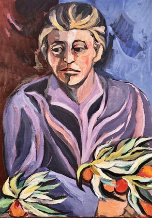 TERRUSO SAVERIO Monreale (Palermo) 1939 Figura al tavolo 1982 Olio su tela...