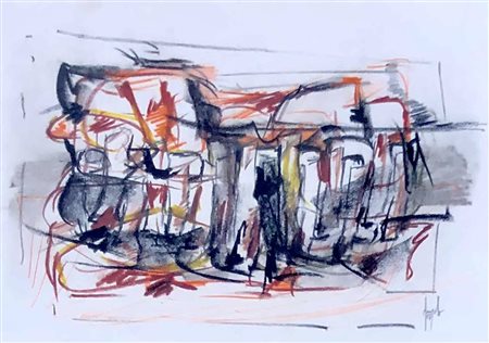 DANGELO SERGIO Milano (Milano) 1932 Senza titolo 1958 Tecnica mista su carta...