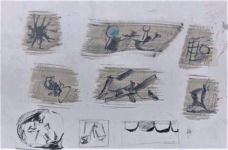 DANGELO SERGIO Milano (Milano) 1932 Senza Titolo 1960 Tecnica mista su carta...