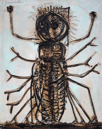 PEVERELLI CESARE Milano (Milano) 1922 Insetto 1956 Olio su tela 60,00x50,00...