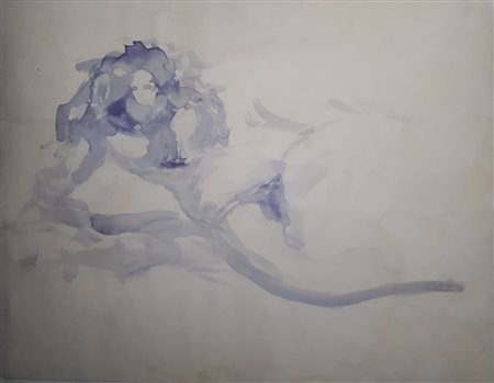 FONTANA LUCIO Rosario (Argentina) 1899 Nudo femminile 1965 China blu su carta...