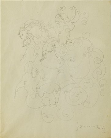 FONTANA LUCIO (1899 - 1960) - Barocco/Cavallo e cavaliere.