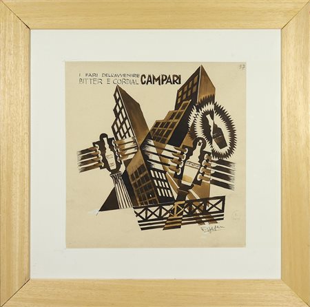 DEPERO FORTUNATO (1892 - 1960) - I fari dell'avvenire, Bitter e Cordial Campari.