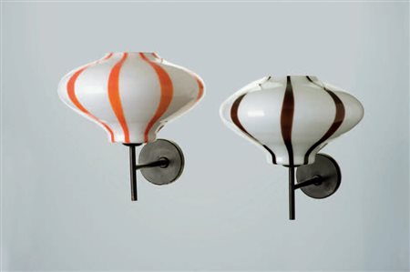 Massimo Vignelli COPPIA DI APPLIQUES, anni ‘50 Prodotta da Venini. In vetro...