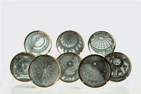 Piero Fornasetti SERVIZIO COMPLETO DI PIATTI, “CUPOLE D’ITALIA”, anni ‘60...