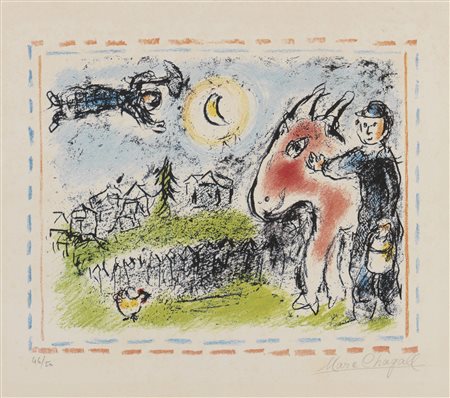 Marc Chagall, Village à l'Âne rouge, 1984