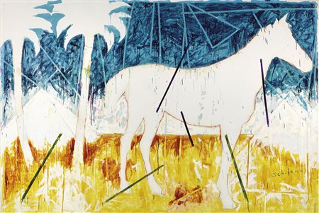 Mario Schifano
Homs 1934 - Roma 1998
Senza titolo (Oasi con cavallo), 1979