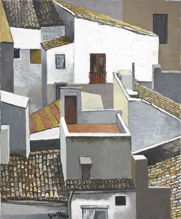 Renato Guttuso, Terrazzino e tetti a Kalsa (Palermo), 1976