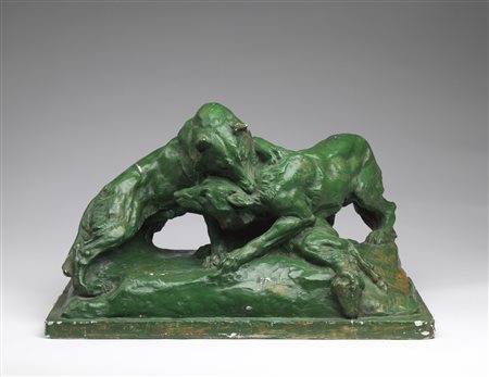 VANNETTI ANGIOLO (1881 - 1962) - Lotta di lupi.