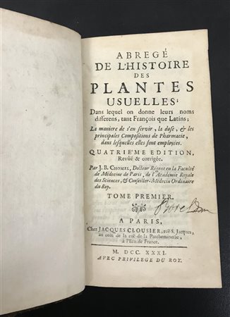 Pierre-Jean-Baptiste Chomel ABREGé DE L'HISTOIRE DES PLANTES USUELLES, DANS...