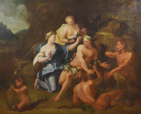 Scuola Veneta del XVII secolo BACCANALE olio su tela, cm 76,5x102