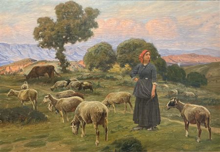 Ruggero Panerai PASCOLO olio su tela, cm 71x101 firma Esposizioni Museo e...