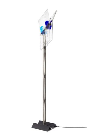 Venini Lampada da terra della serie "Tazebao". Murano, anni '80. Acciaio e eleme