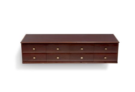 Osvaldo Borsani Consolle pensile a otto cassetti disposti su due ordini in legno