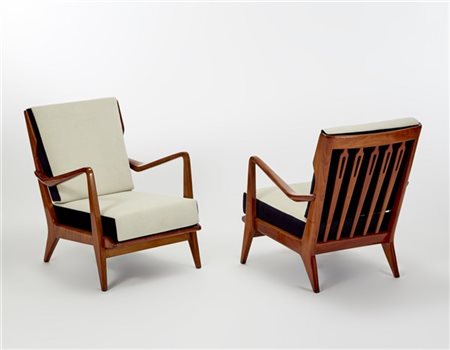 Gio Ponti Coppia di poltrone modello "516". Produzione Cassina, Meda, anni '50.
