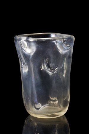 Seguso Vetri d'Arte Vaso in vetro soffiato trasparente incolore opalescente e ir