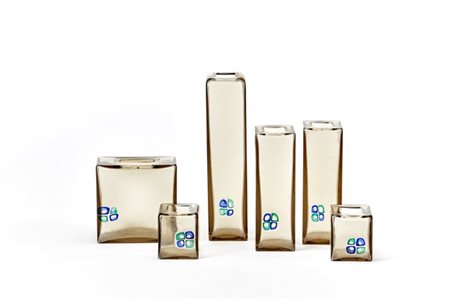 Fulvio Bianconi Gruppo di sei vasi di forma parallelepipeda della serie "Oh, che
