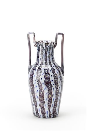 Fratelli Toso Vaso biansato a murrine "millefiori". Murano, 1903ca. Vetro soffia