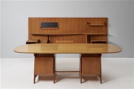Gio Ponti Scrivania dirigenziale a due cassettiere, completa di "pannello crusco