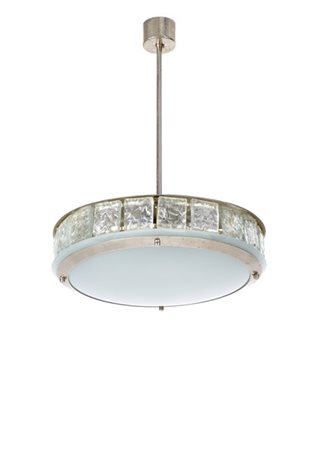 Fontana Arte Lampada a sospensione modello "2447". Milano, 1967. Schermo in cris